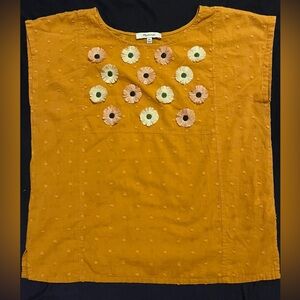 Madewell Mustard Floral Embroidered Blouse